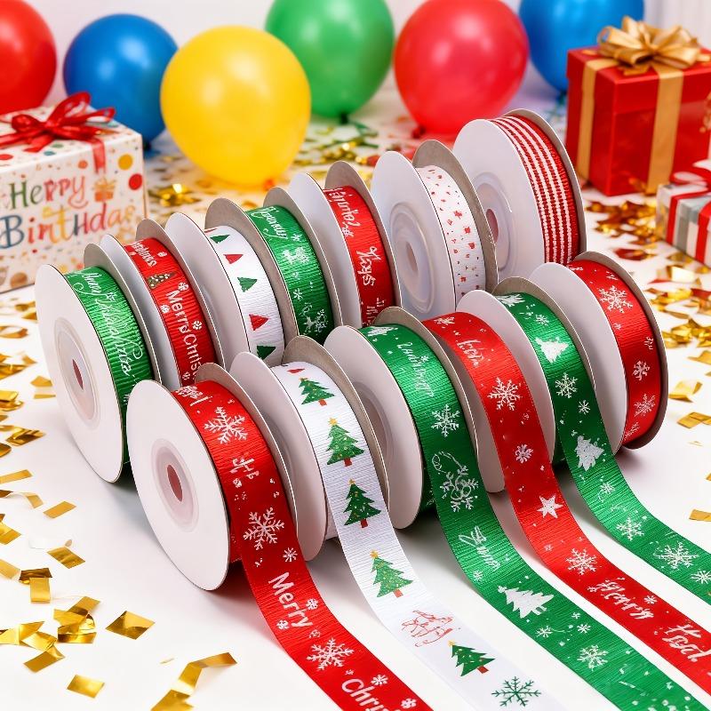 4 Rolls Mixed Christmas Printed Ribbon Supplies Gift Wrapping and Xmas Decorations Christmas Craft Ribbon Roll Decoration 2026