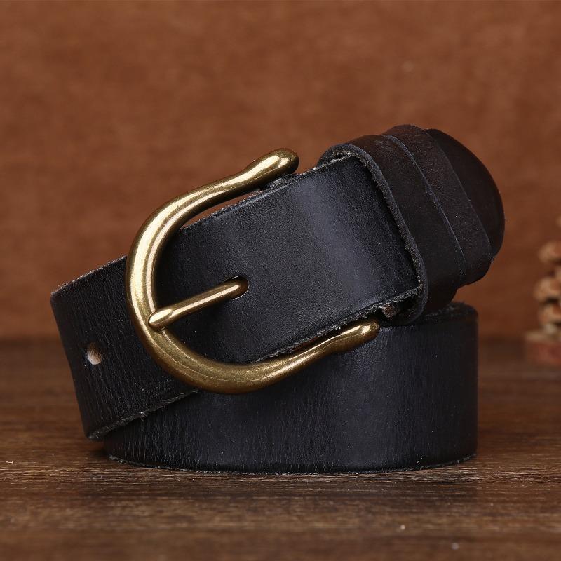 Retro Washed Extra Thick Outdoor First Layer Cowhide Belt Copper Buckle Men's Versatile Casual Belt Men's