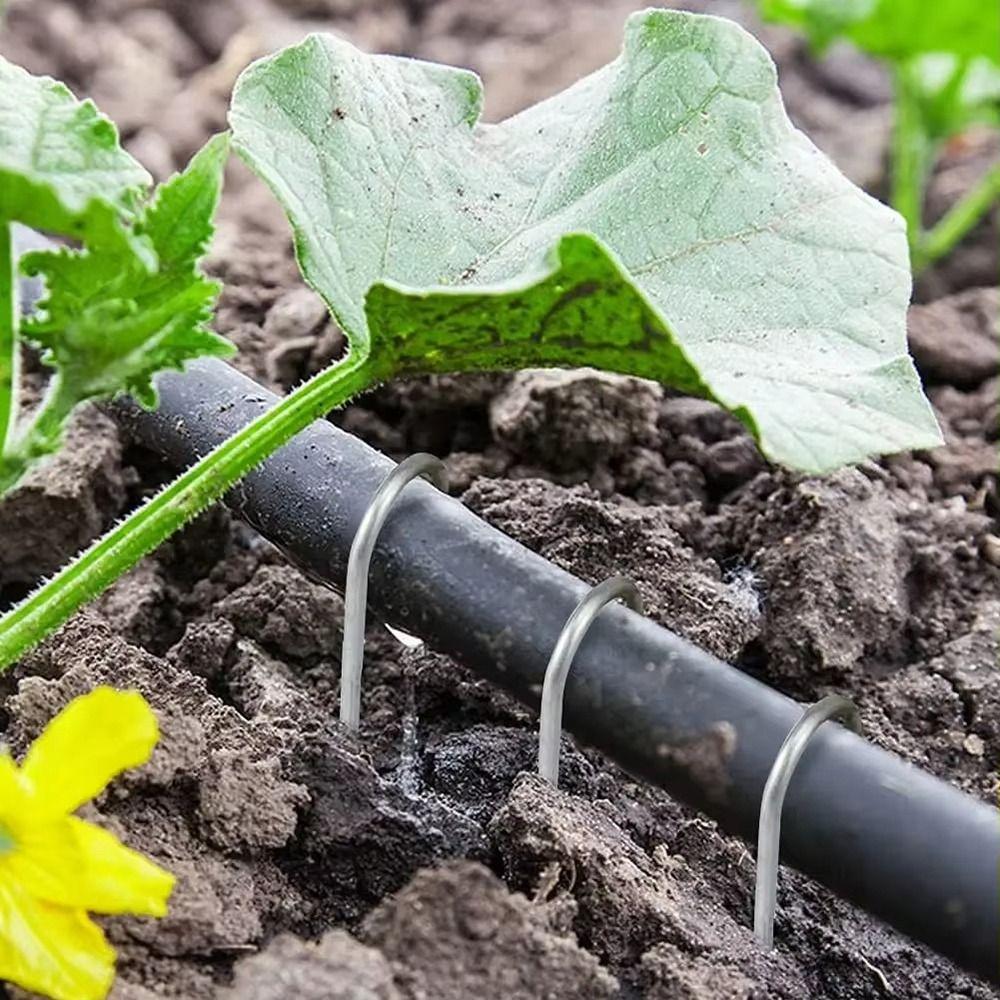 10Pcs Durable Heavy-duty Garden Staples U-type Metal Ground Nail Galvanized Landscape Spike Fence Tubing Yard Lawn Tent Stakes