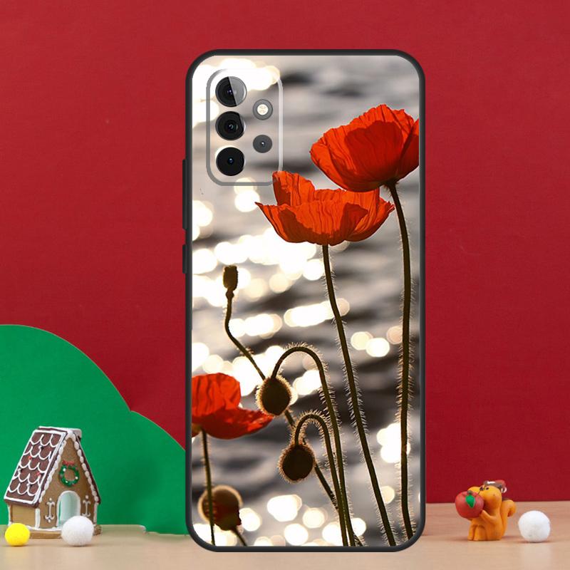 Red Corn Poppy Flower Case For Samsung Galaxy A56 A33 A13 A36 A23 A52 A32 A12 A54 A34 A14 A16 A53 A15 A35 A55 A17