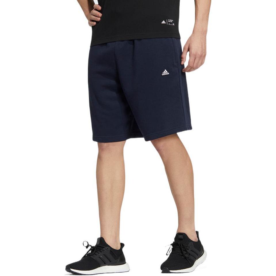 adidas Solid Color Logo Print Drawstring Shorts Men Bottoms Blue HS4390