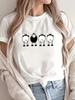 T-shirt Casual Short Sleeve Top Four Sheep Print Round Neck Aesthetic Clothes