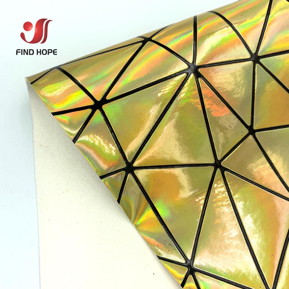 A5 A4 Laser Hologram PU Faux Leather Fabric Geometric Polygon texture for Bag Bow Craft DIY Jewelry Clothing Sewing Material