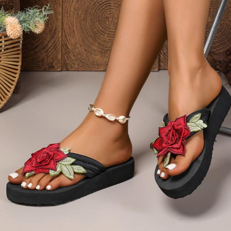 Fashion 2025 Fashion Ladies Shoes Basic Women's Slippers New Floral Beach Slippers Women Summer Best Seller Comfortable Wedge Slippers