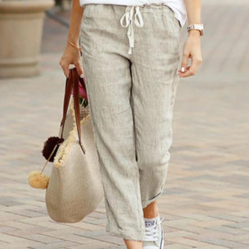 

Однотонные свободные повседневные брюки-джоггеры с эластичной талией на кулиске для женщин, укороченные брюки-капри зауженного кроя, брюки с карманами S хаки