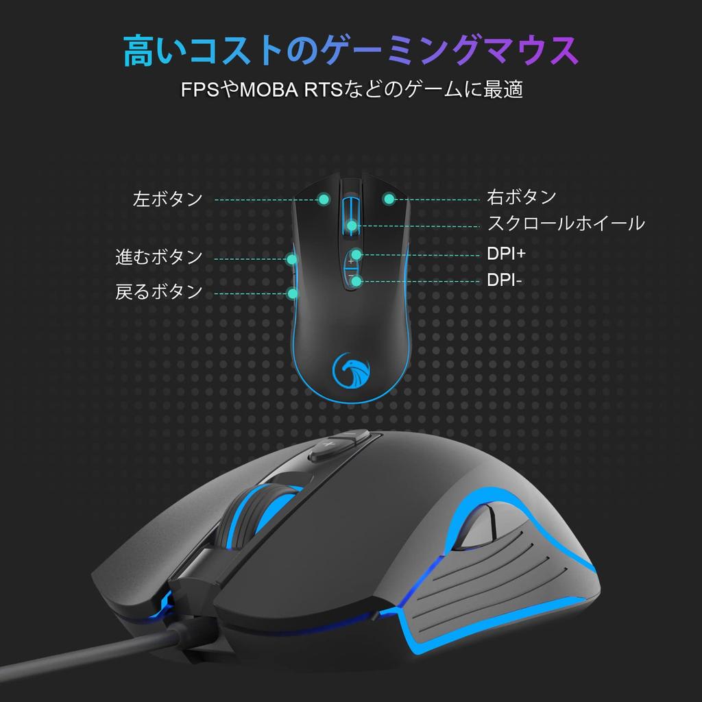 NPET S20 Gaming Keyboard and Mouse Set, LED Backlit, 7 Colors, USB, 26 Keys, Anti-Collision, Adjustable Angle, Japanese Layout, 4-Level DPI