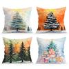 Watercolor Christmas Tree  Cushions Pillowcase Polyester Cushion Cover Throw Pillow Pillowcover Home Car Sofa Decor