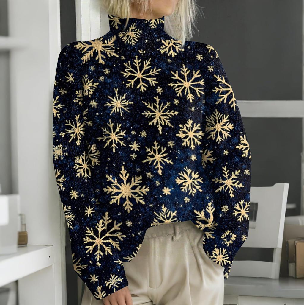 Christmas Sweatshirts For Women Knit Sweater Cute Shirt Fall Turtleneck Pullover Tops