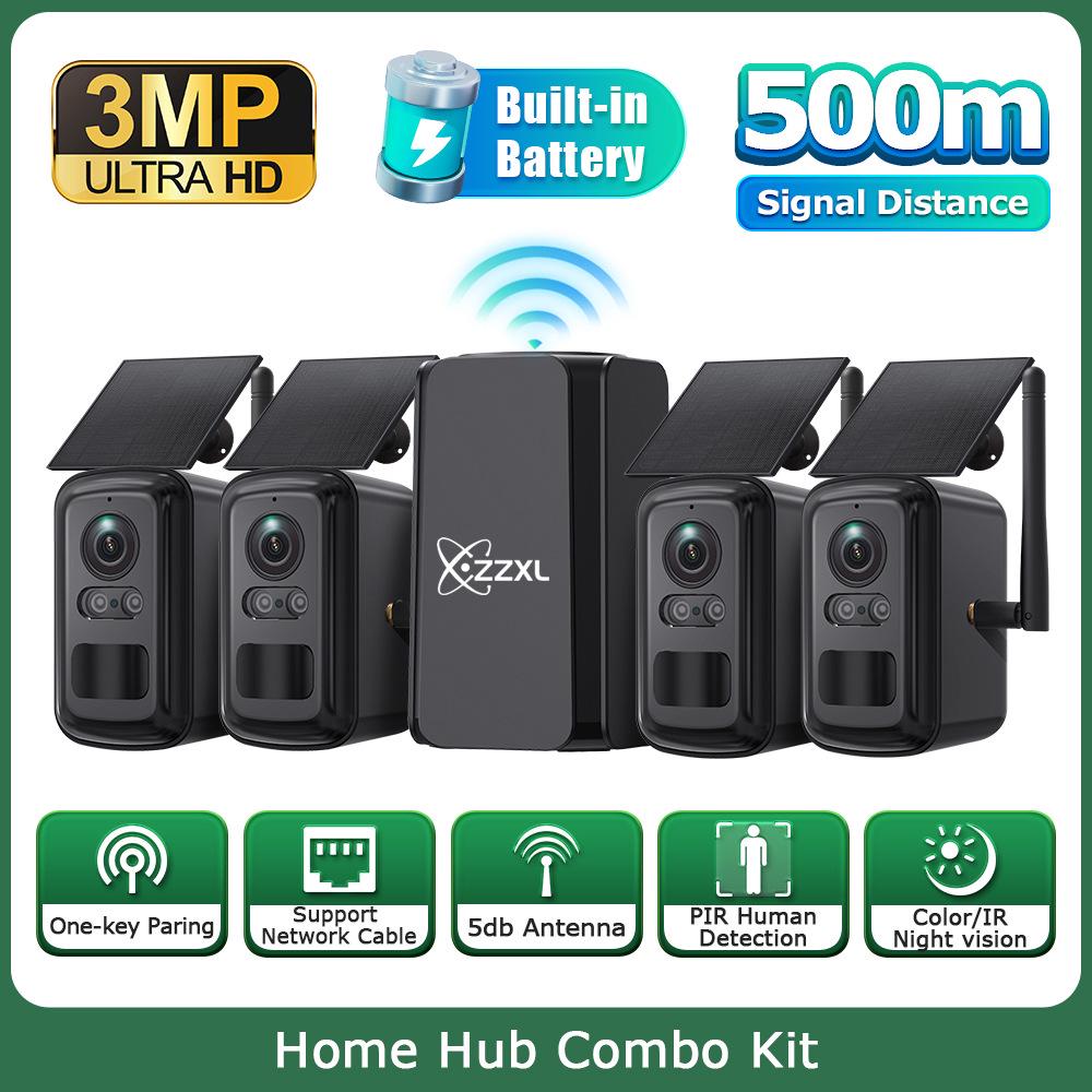 

3MP HD Full Color Wireless WiFi Repeater Camera Set