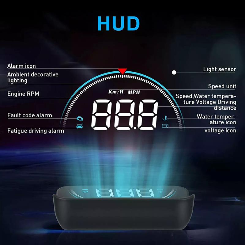 M8 Car HUD Head Up Display OBD2 Ostrzeżenie o przekroczeniu prędkości Auto Elektroniczny wskaźnik temperatury wody LED Cyfrowy projektor Szyba przednia