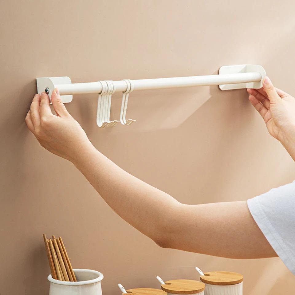 Hole-free Hook White Minimalist Multifunctional Stainless Steel Wall Shelves Storage Utensils Holder Kitchen Accessories Organizer High Quality