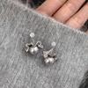 Neues einzigartiges Design Ginkgo Biloba Perlenstecker Ohrringe Damen 111 Silbernadel Leichter Luxus Hochwertiges Temperament Ohrringe Ohrringe