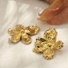 18K Gold Plated Floral Earrings - French Retro Style with Elegant Charm