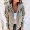 2025 New Women's Solid Color Corduroy Hooded Jacket Fashion Casual Long Sleeve Outerwear for Autumn Winter