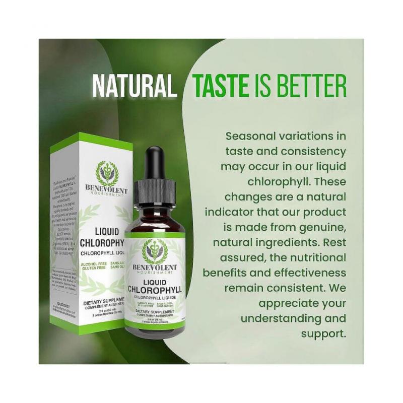 Benevolent Chlorophyll Liquid Drops Organic Chlorophyll Drops for Detox & Beschrijving