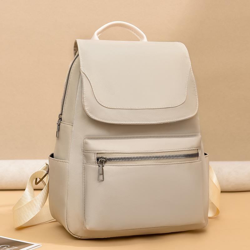 Fashion Simple Backpack Large Capacity Student Leisure School Bag Pure Color Leisure Handbag Carrying Bag