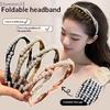 Portable Foldable Pearl Beaded Plastic Hairband For Women Girls Travel Retractable Headband Wash Face Novelty Hair Accessories