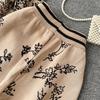 Damen Premium Print Kapuzenpullover Hohe Taille Weite Beinhosen Lässige Sport Strickwaren Zweiteiliges Set Mode Altersreduzierend