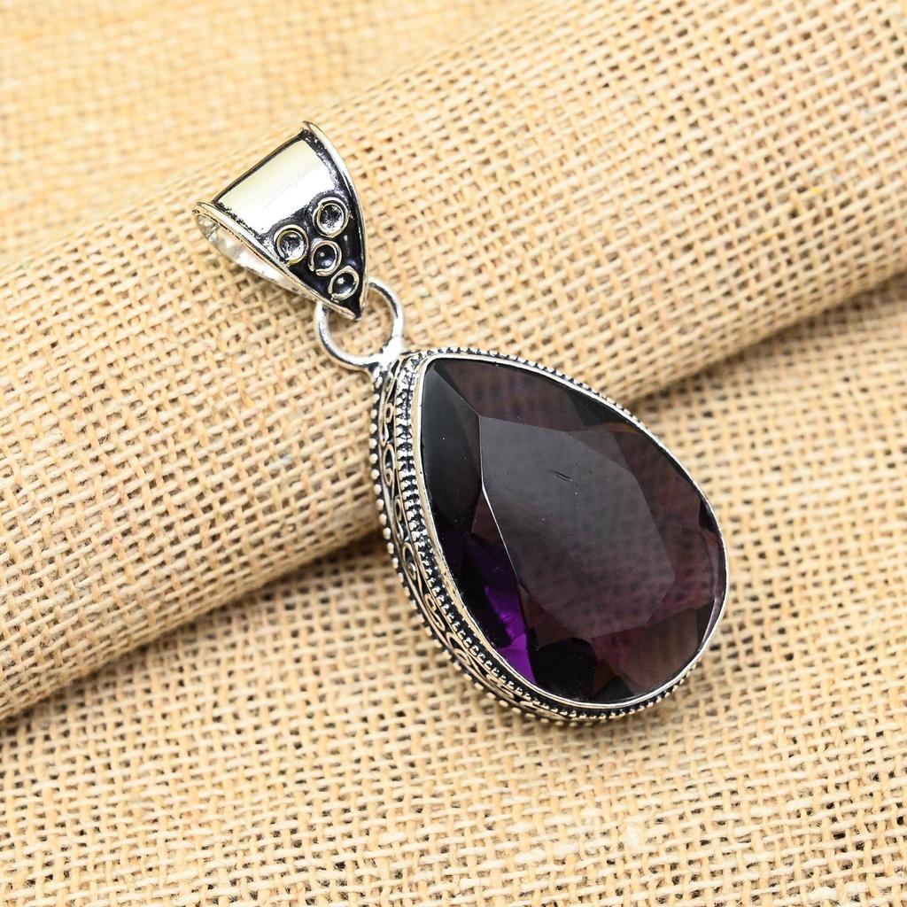 Amethyst Gemstone Handmade 925 Sterling Silver Jewelry Pendant For Wedding Gift