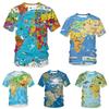 Mappa del Mondo Moda Uomo T-shirt Stampata 3D Casual Divertente Manica Corta Novità T-shirt Grafica da Uomo Magliette Y2k Top Abbigliamento Uomo
