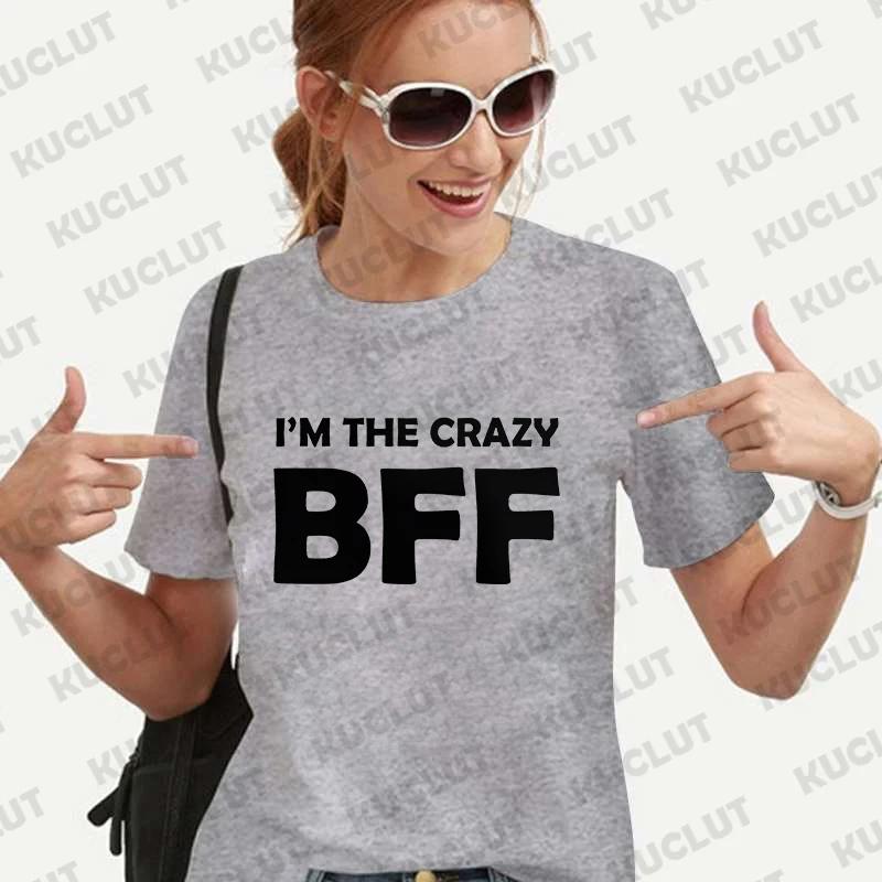 BFF Unisex T-Shirt Vintage Tee Lockere Oberteile Crazy BFF Lustiges Geschenk Beste Freunde Geburtstag T-Shirt für Unisex Sommer Harajuku T-Shirts
