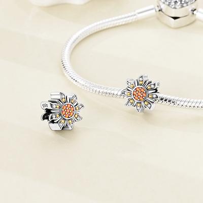 Charms Platashiny Orange Sunflower Flowers Beadss Fit Originalbracelets Charms For Women Jewelry Diy Making Fine Gifts
