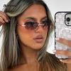 Trend No Frame Sun Glasses Goggle For Ladies For Gents Futuristic Vintage Sun Glasses Punk Eye Glasses Female Y2K Pink Mirror Shades Eyeglasses
