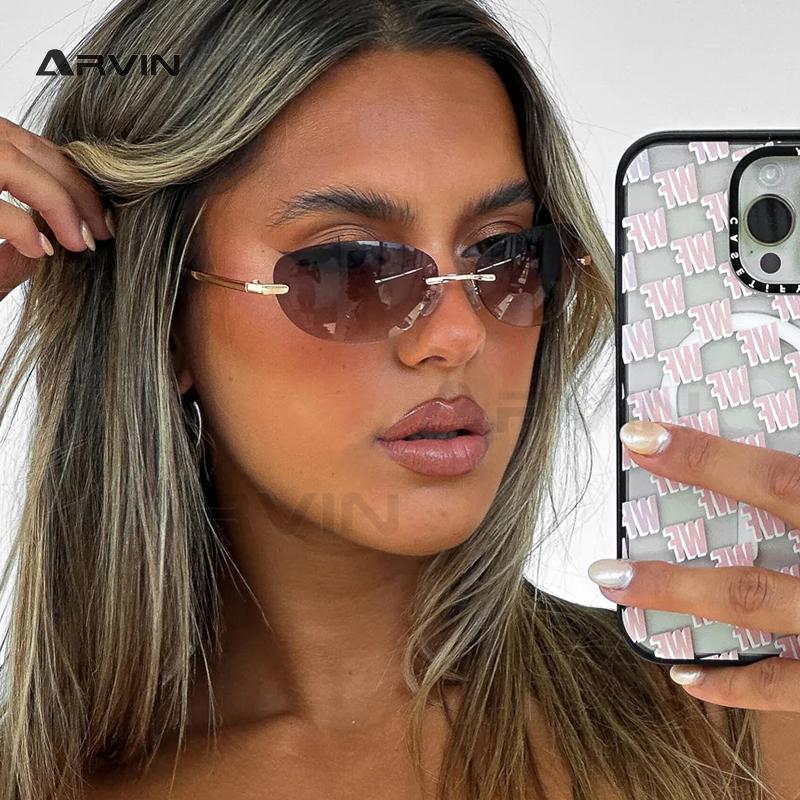Trend No Frame Sun Glasses Goggle For Ladies For Gents Futuristic Vintage Sun Glasses Punk Eye Glasses Female Y2K Pink Mirror Shades Eyeglasses