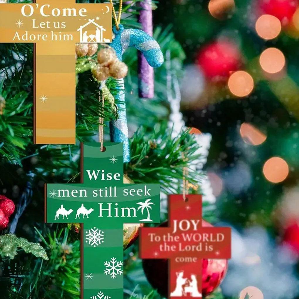 Wooden Cross Christmas Ornament – Prayers For Peace Hope And Love Christmas Decoration Tree