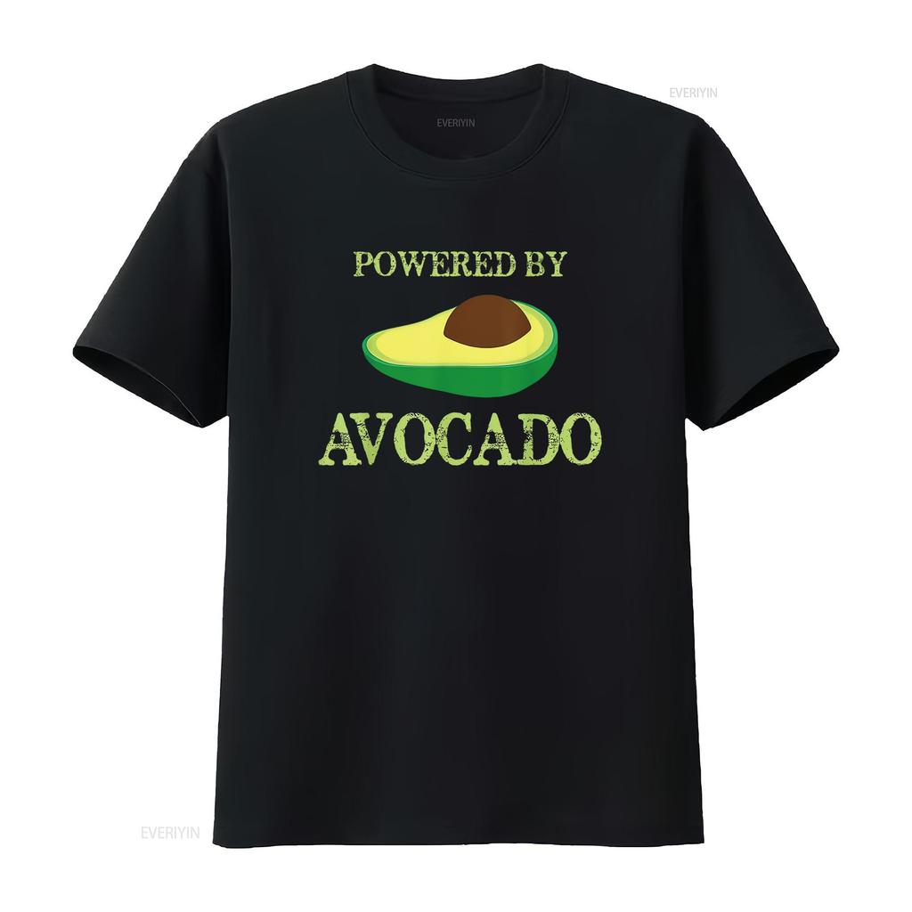 Mens Powered By Avocado T Shirt Funny V3 Black vintage Washed streetwear Breathable homme Top For Everyday Wear Comfortable