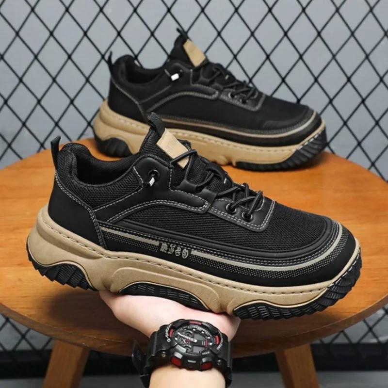 Autumn New Men Breathable Light Mesh Shoes Comfort Casual Height Increasing Anti Slip and Wear-resistant Outdoor Sneakers