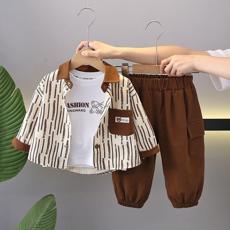 Gutte Vår- og Høstdress Skjorte Barne Vårkjole Kjekk Baby Todelt Sett