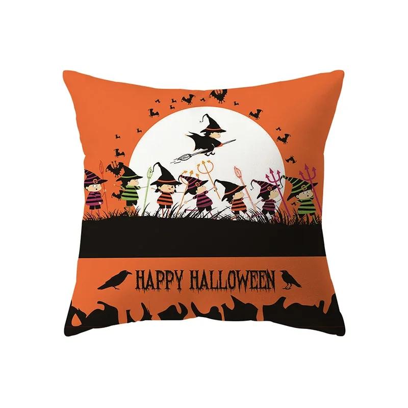 Halloween Horror Pumpkin Print Pattern Cushion Cover Home Living Room Sofa Decoration Square Pillow