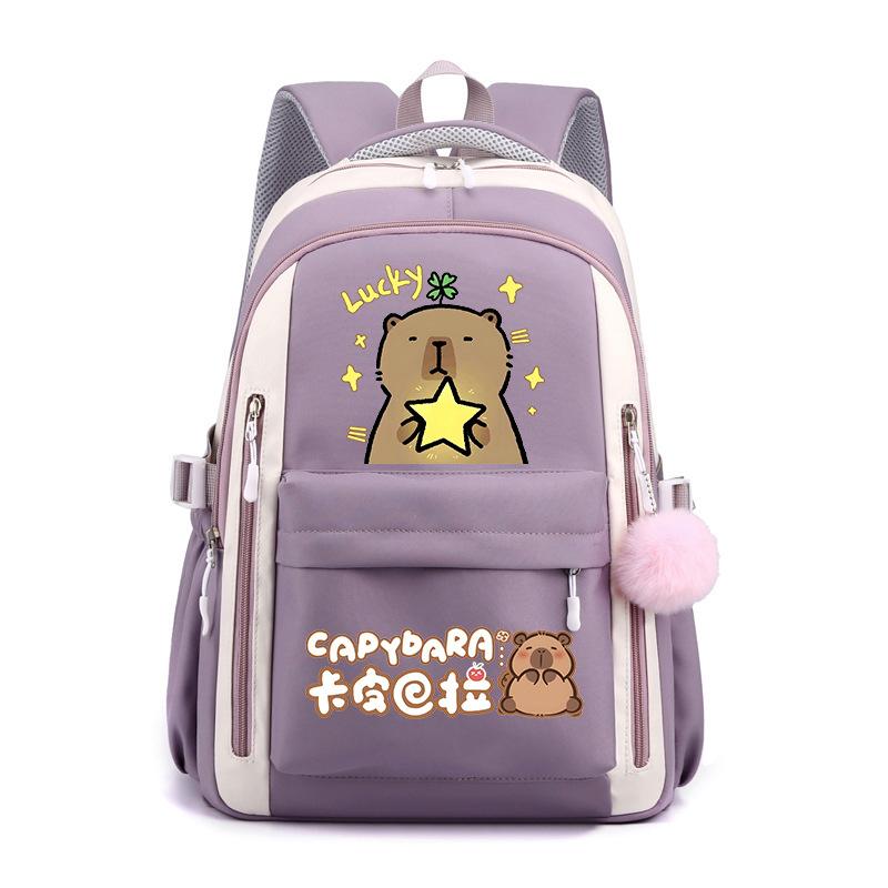 Kapibara Schoolbag New 2024 Ridge Protection Cute Men and Women High Value Cartoon Printing Large Capacity Backpack