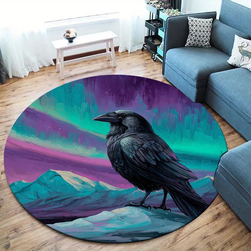 

crow Round Area Rug,Carpet Rug for Living Room Bedroom Sofa Playroom Decor,Non-slip Floor Mat 80cmx80cm