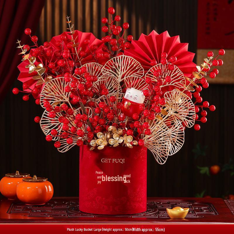 Housewarming Fortune Fruit Bucket Ornament Set - New Home Ceremony Essentials Complete