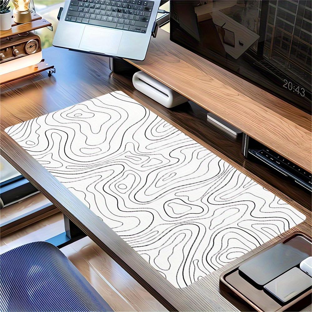 Large Multi-Size Non-Slip Rubber Base Contour, Abstract, Lines Mouse Pad, Stitched Edges Keyboard Desk Mat for School, Office, Home, Gift Fo