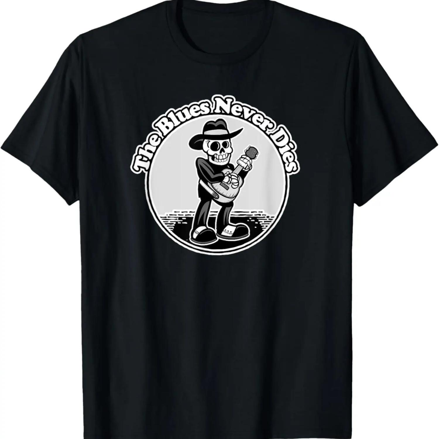 

Blues Music Old Cartoon Skeleton Bluesman T-Shirt S чёрный
