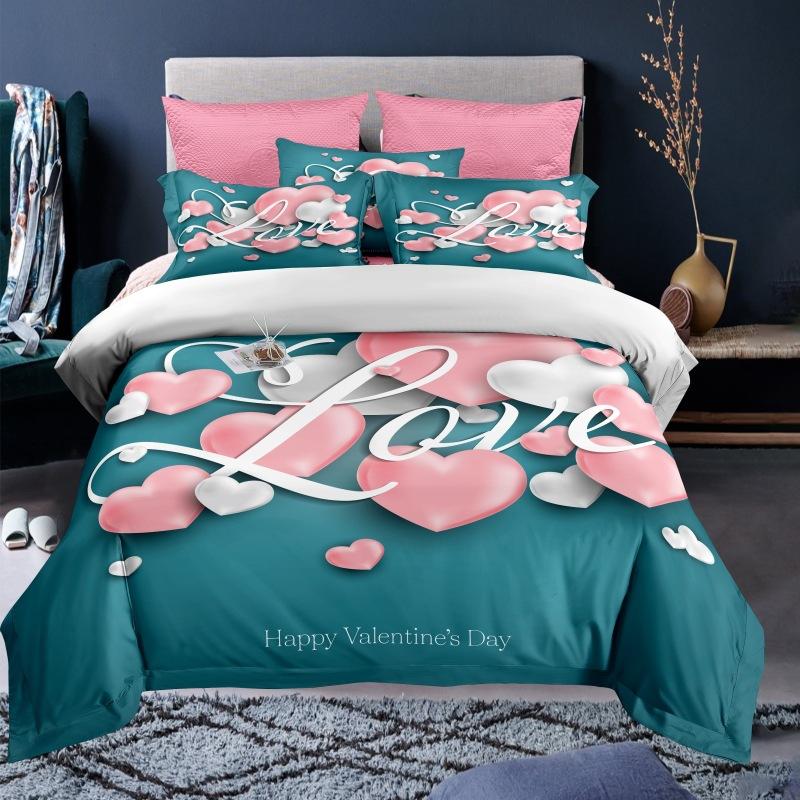 Valentine's Day Custom Name Love Heart 3D Duvet Cover Bedding Set Comforter Linen Pillowcases Wedding Decor Twin King Queen