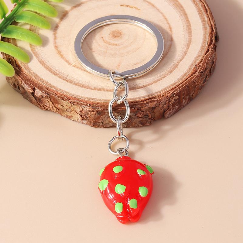 Cute Cartoon 3D Food Keychains Banana Strawberry Keyring for Car Keyholder Handbag Pendant Charms DIY Kid's Gift Accessories