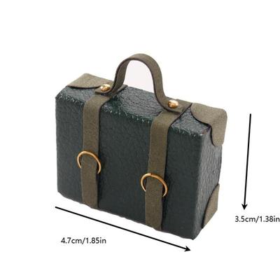 1:Maleta de cuero en miniatura para casa de muñecas, baúl, bolso de mano vintage, maletín, modelo de decoración para el hogar, accesorios para casa de muñecas, 12 unidades