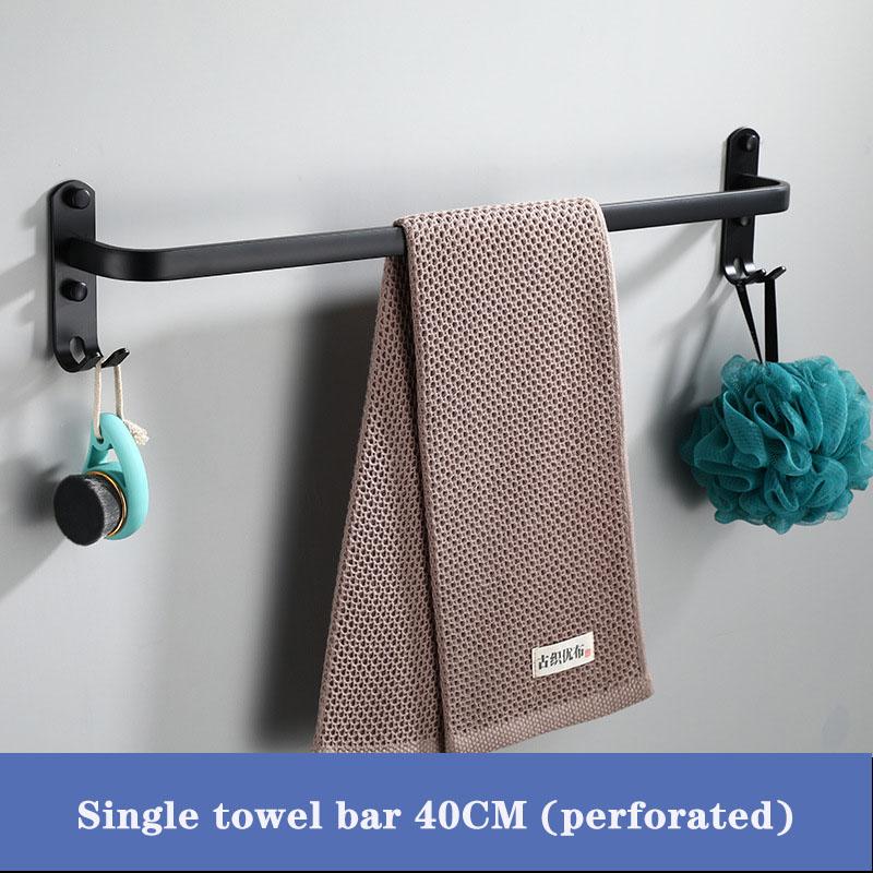 Wieszak na ręczniki ścienny 30-50 CM Stojak na ręczniki Łazienka Aluminium Czarny Drążek/Reling na ręczniki Matowa czerń Uchwyt na ręczniki z naklejką