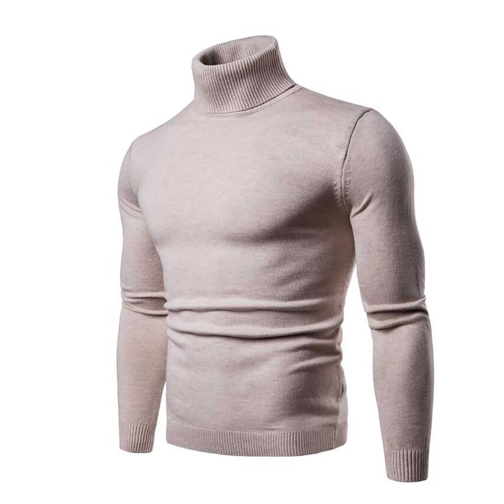 Men's Sweater High Neck Sweater Solid Color Slim Bottoming Sweater