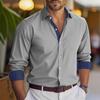 Vår Höst Nya Herrkläder Långärmad Enfärgad Skjorta Herr Business Casual Mode Skjorta Toppar