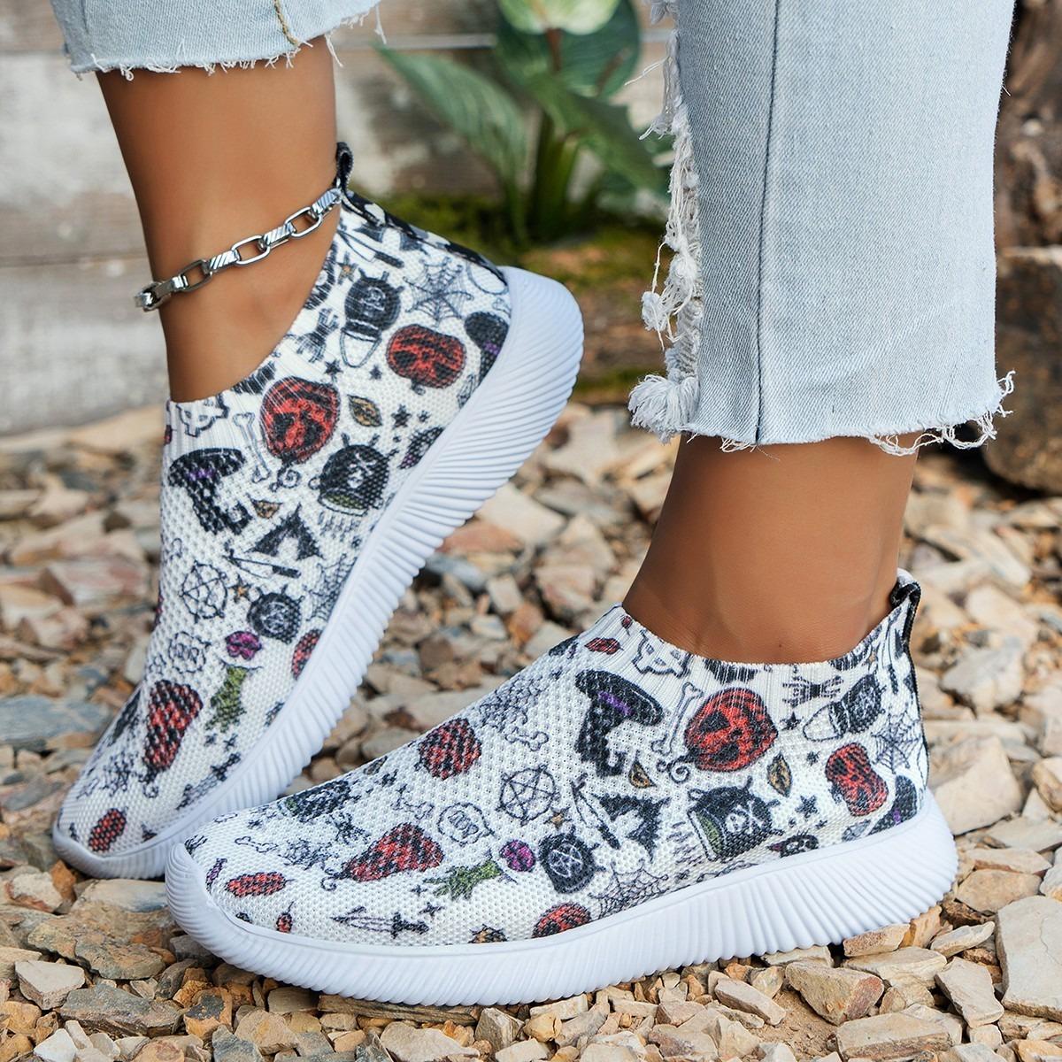 

Women s Sneakers Spring Autumn 2024 New Mesh Breathable Sports Shoes Women s Casual Halloween Pumpkin Platform Shoes 43 белый