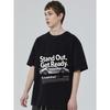 T-Shirt Nera con Grafica di Auto e Testo 'Stand Out Get Ready' per Uso Casual