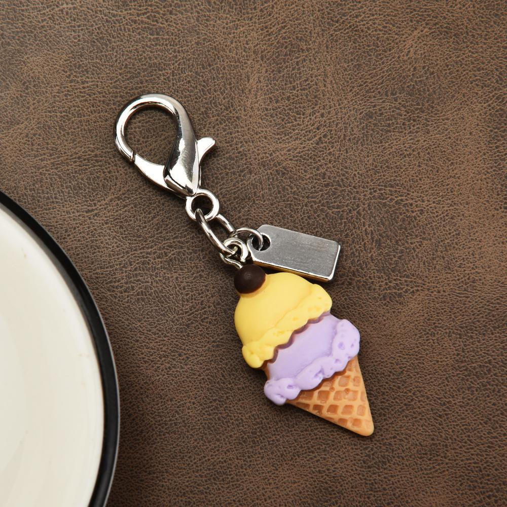 Ice Cream Popsicle Cute Keychain Simulation Resin Personalized Key Ring Bag Charm DIY Accessories Car Keychain Jewelry Girl Gift