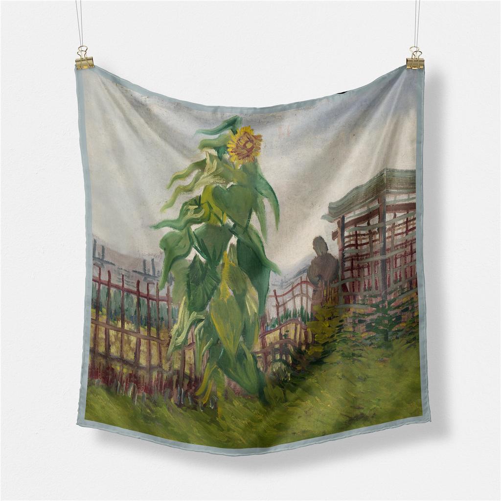 Famous Oil Painting Twill 100% Silk Scarf 53cm Square Scarves Fashion Hijab Women Scarf Wraps Head Scarf Neckerchief Bandana