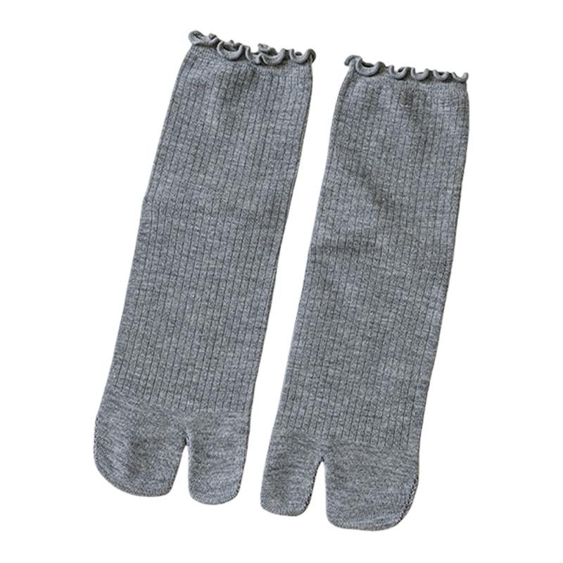 Ruffle Trim Frilly Crew Socks Flip Flop Socks Tabis Split Toe Socks Cotton Booties Socks Casual Ankle High Socks Hosiery