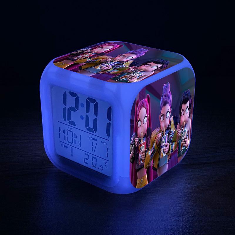 KPop Demon Hunters Cartoon Anime Rumi Mira Zoey Alarm Clock Night Light Student Fashion Personalized Bedside Electronic Clock